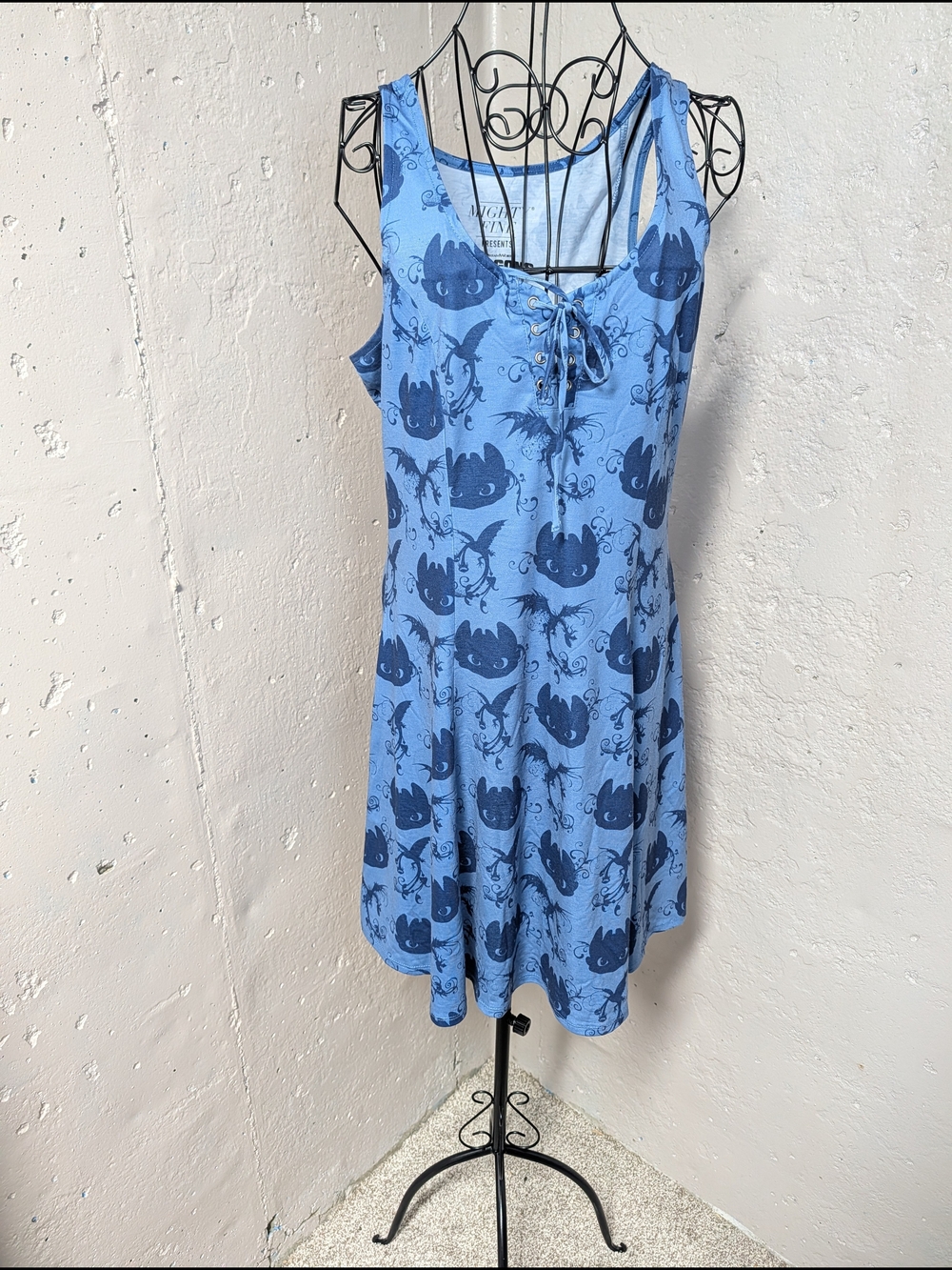How to Train Your Dragon Toothless Blue Lace Up Skater Dress Large